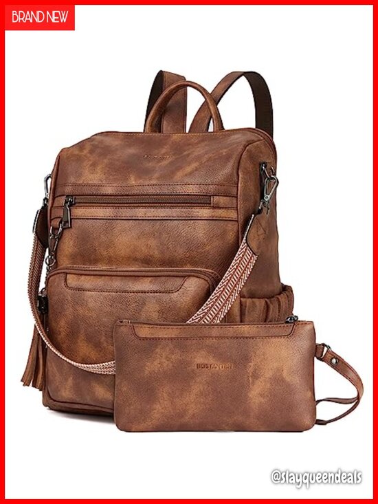 Women\'s Vegan Leather Fashion Backpack Purse with Wristlet, Water Resistant, main image 5
